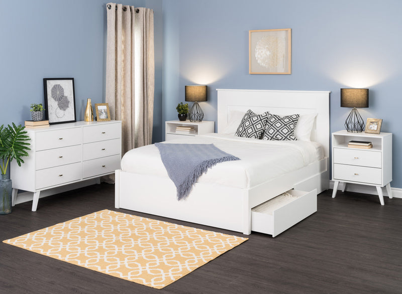 Milo 2-Drawer Tall Nightstand - White