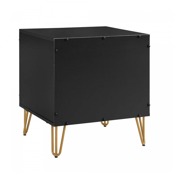 Dumbo Modern 20\" Fluted Nightstand in Black (1-Drawer) 
