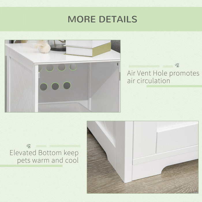 Pawhut Cat Litter Box Enclosure End Table, Indoor Cat Washroom With Magnetic Door, Hidden Litter Box