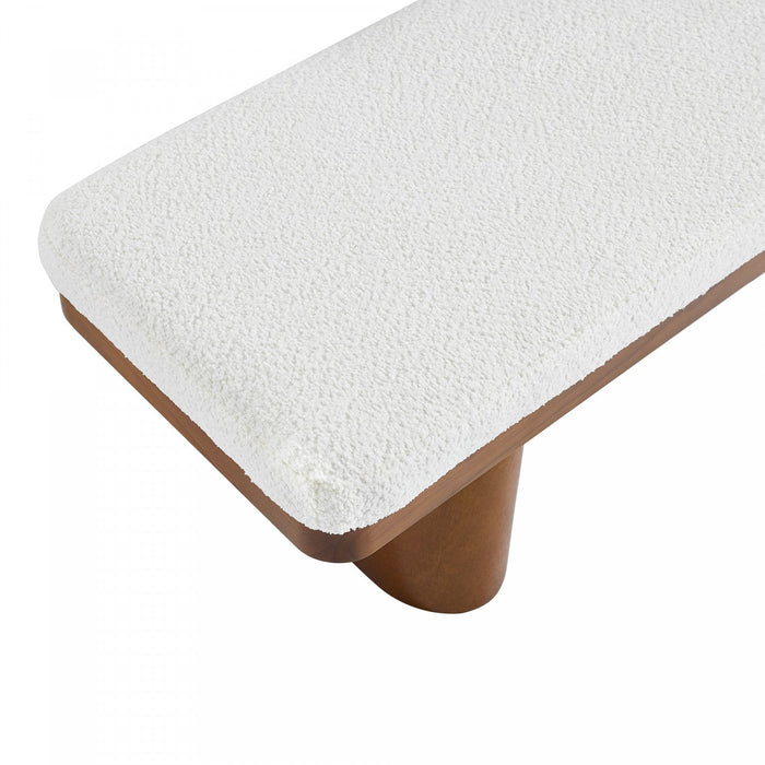 Olivia 47.5\" Wood Bed Bench Ottoman with Teddy Velvet Upholstery and Wooden Legs,Brown  