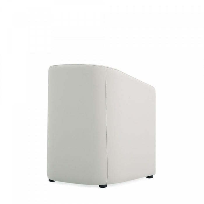 Anna Round Modern Vegan Leather Armchair in Stone Gray - Set of 2 