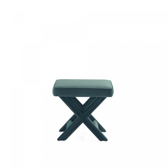Abigail Mid-Century Modern Upholstered Velvet Accent Bench in Forest Green 