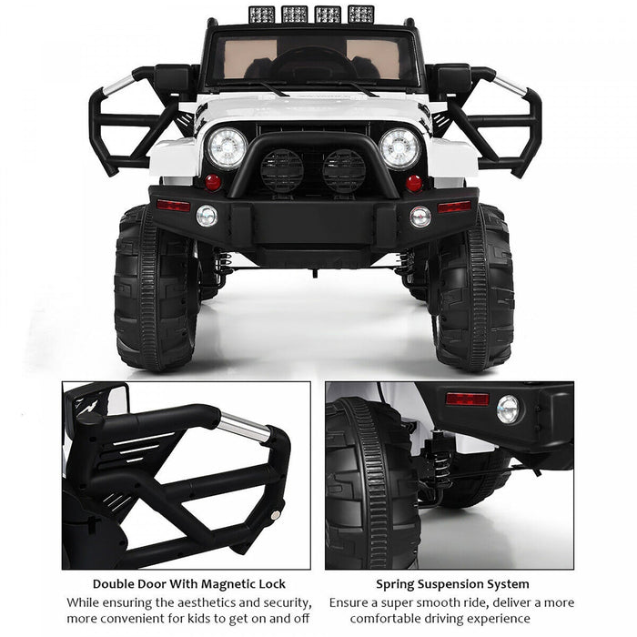 Costway 12v Kids Ride On Truck Car W/ Remote Control Mp3 Music Led Lights White
