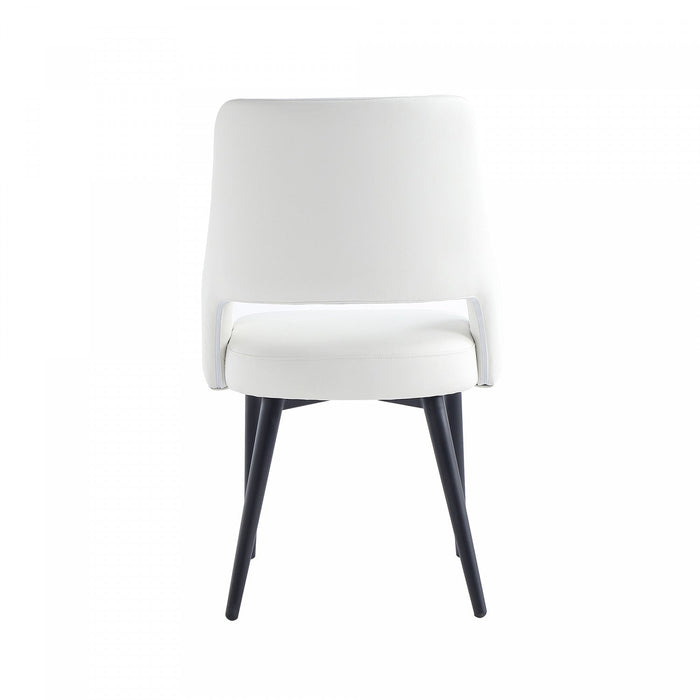 Tremont Modern Metal Vegan Leather Dining Chair in White 