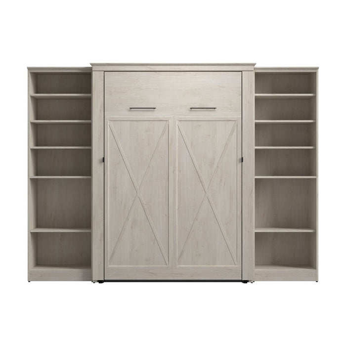 Bestar Key West Full Murphy Bed with Closet Organizers (113 W) - Linen White Oak