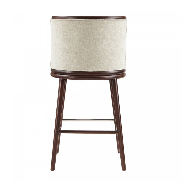 Evalyn Modern Wood Upholstered Barstool in Cream 