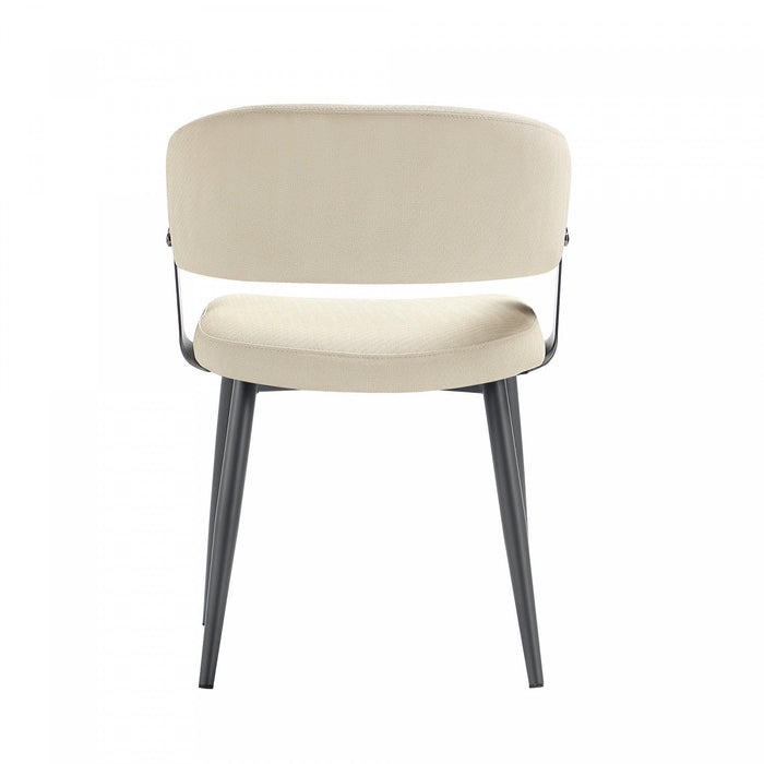 Luce Modern Metal Textured Vegan Leather Dining Chair in Sand 