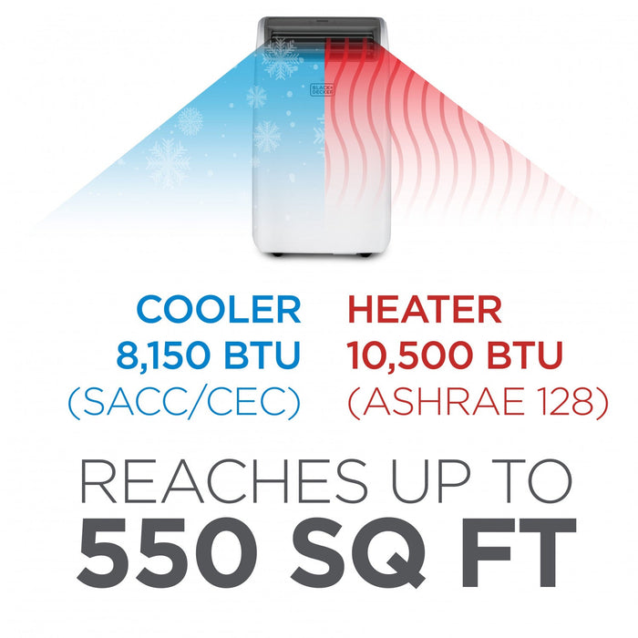 Black+Decker 8,150 BTU Portable Air Conditioner With Heating - BPT08HWTB 