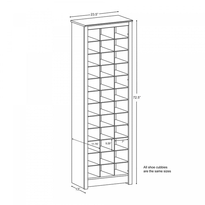 Thirty-Six Pair Shoe Storage Rack - White