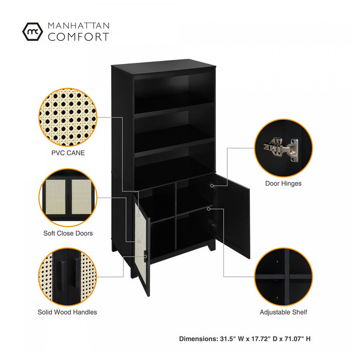 Sheridan Mid-Century Modern 4-Piece Living Room Set in Black 