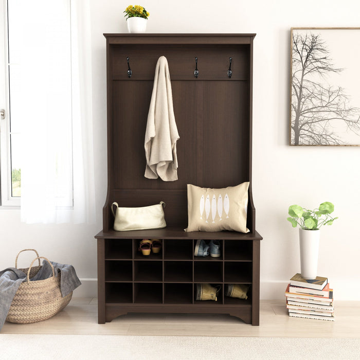 Hall Tree with Shoe Storage - Espresso