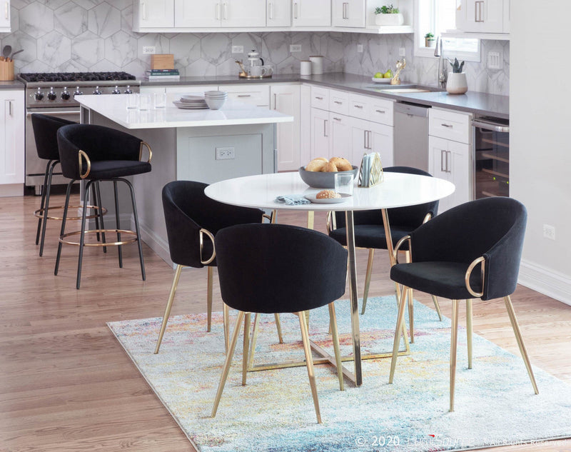 LumiSource Claire Velvet Contemporary Glam Dining Chair - Gold/Black