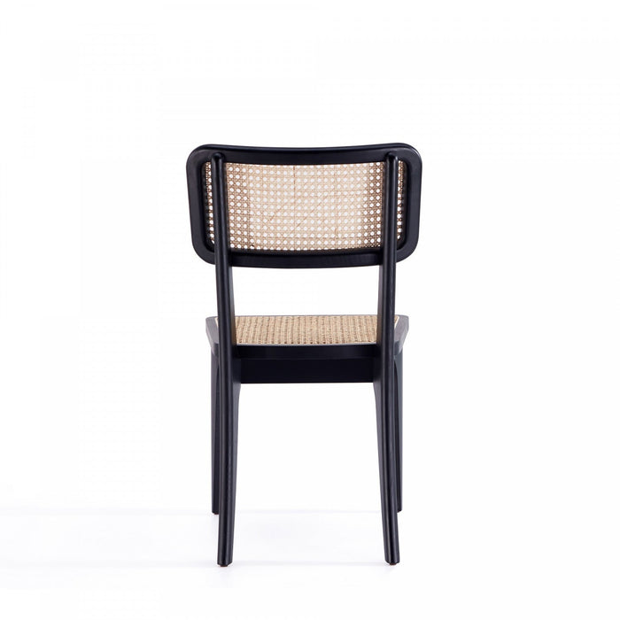 Giverny Industry Chic Wood Dining Chair in Black and Natural - Set of 4 