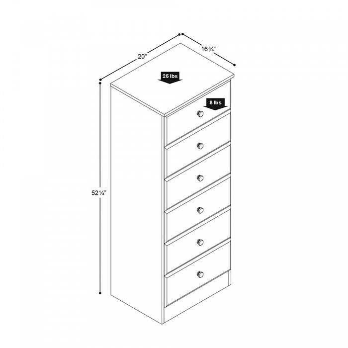 Astrid 6-Drawer Tall Chest - Drifted Grey