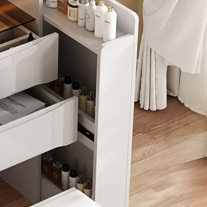 Sophia 3-in-1 Flip Mirror Vanity Table Set with LED Lights and Storage,White Mirror Cabinet  