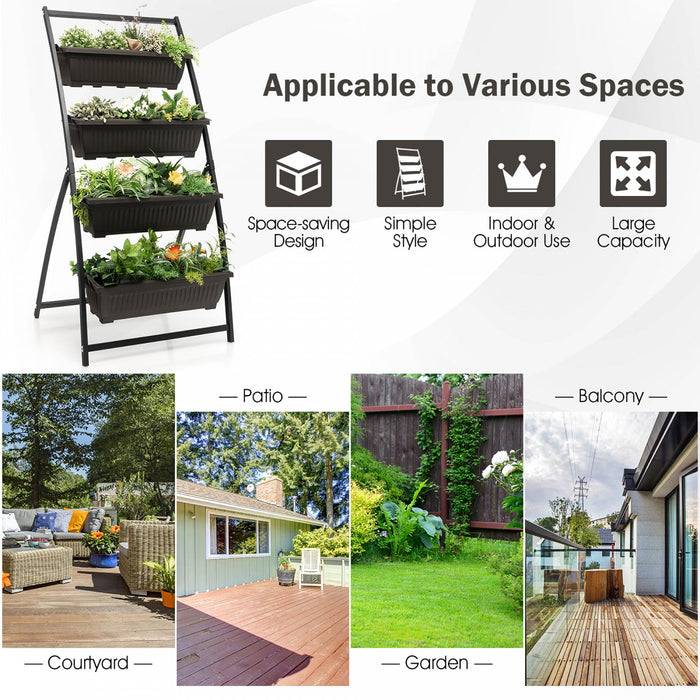 Costway 2pcs 5 Ft 4-tier Vertical Raised Garden Bed Elevated Planter W/4 Container Boxes