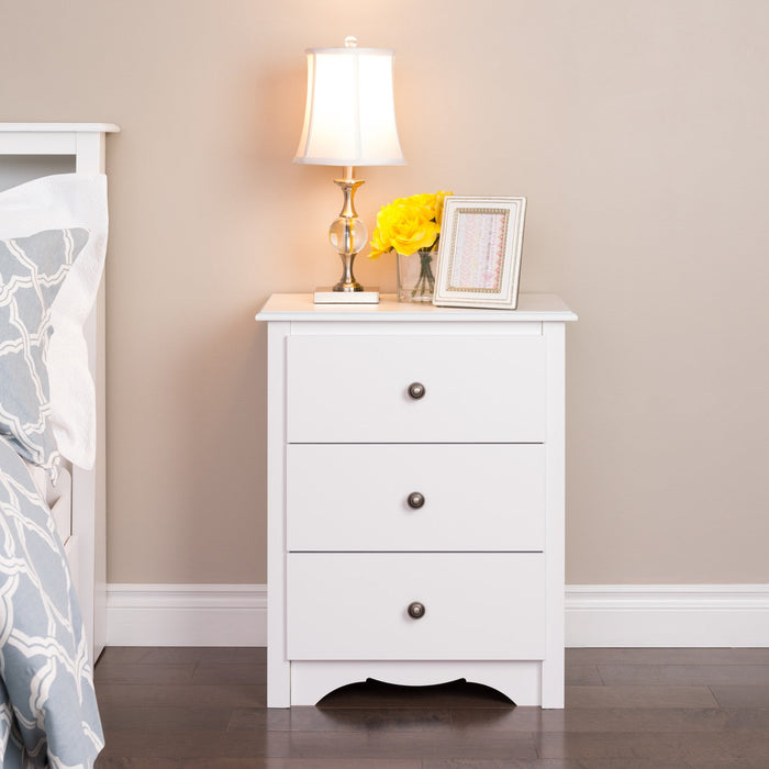 Monterey 3-Drawer Tall Nightstand - White