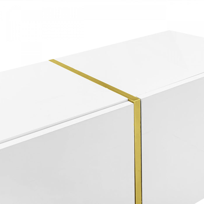 Frances Modern Tv Stand With 4 Doors,high-gloss White Tv Stand 