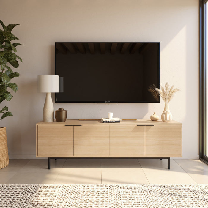 Nordika Hamilton 70\" TV Stand with 4 Storage Cabinets - Natural Blonde Oak 