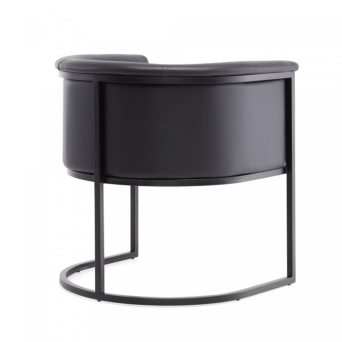 Cosmopolitan Mid-Century Modern Vegan Leather Metal Dining Chair in Black - Set of 2 