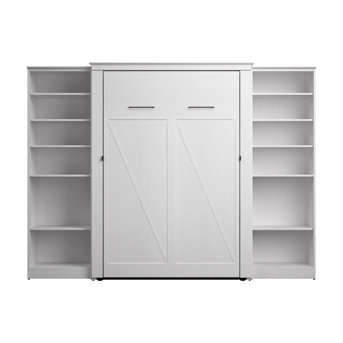 Bestar Key West Full Murphy Bed with Closet Organizers (113 W) - Pure White Oak