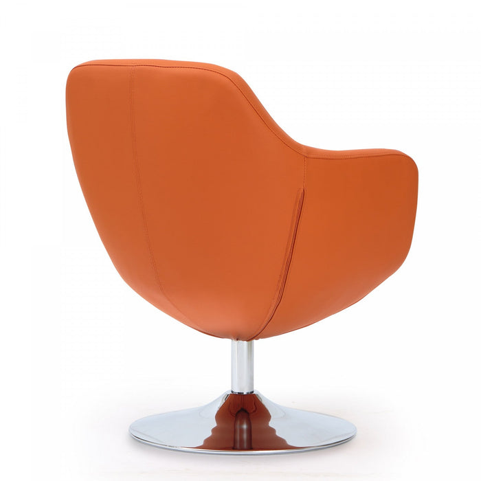 Caisson Modern Upholstered Swivel Lounge Chair in Orange - Set of 2 