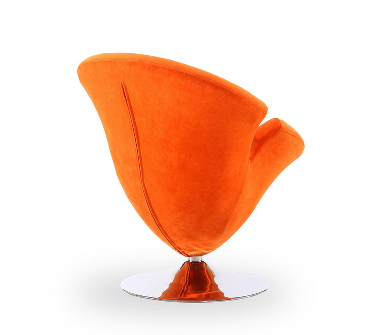 Tulip Modern Velvet Swivel Lounge Chair in Orange - Set of 2 