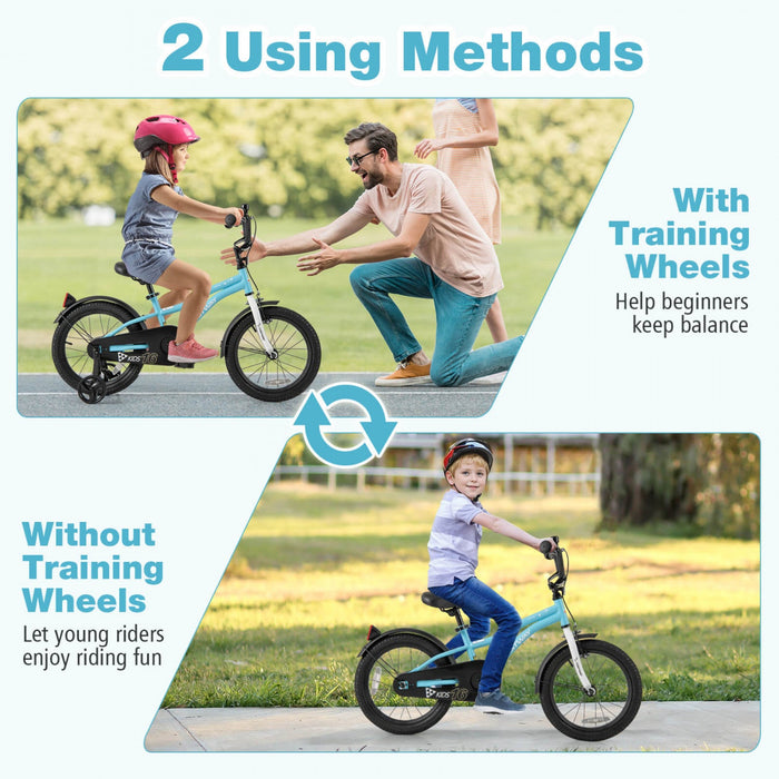 Costway 16" Kids Bike For 4-7 Years Old Boys & Girls With Adjustable Seat Handbrake Reflectors Blue