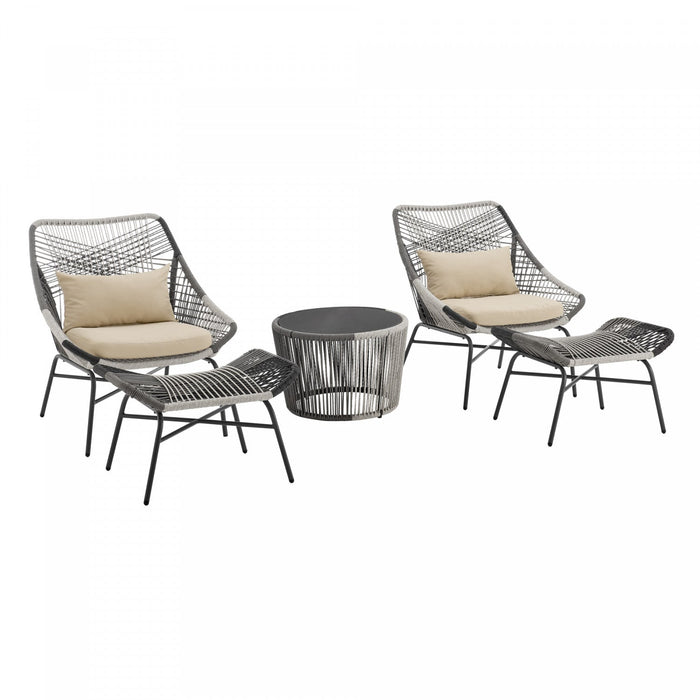 Ashland Modern 5-Piece Conversation Set in Cream 
