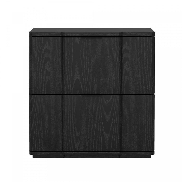 Clive Mid-Century Modern 22\" Nightstand in Black and Gold (2-Drawer) 
