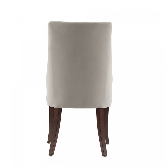 Connie Modern Vegan Leather and Velvet Wood Dining Chair in Light Gray - Set of 4 