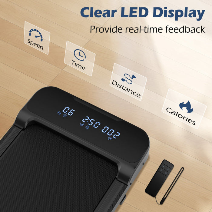 Goplus 2.5hp Under Desk Treadmill For Home And Office Remote Control Led Display Black