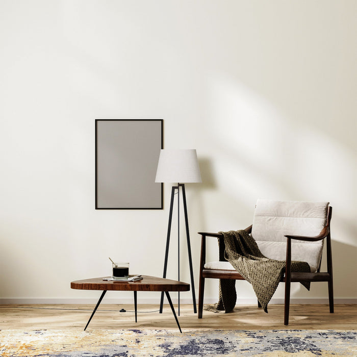 64\" Black Architectural Tripod Floor Lamp with Textured Shade