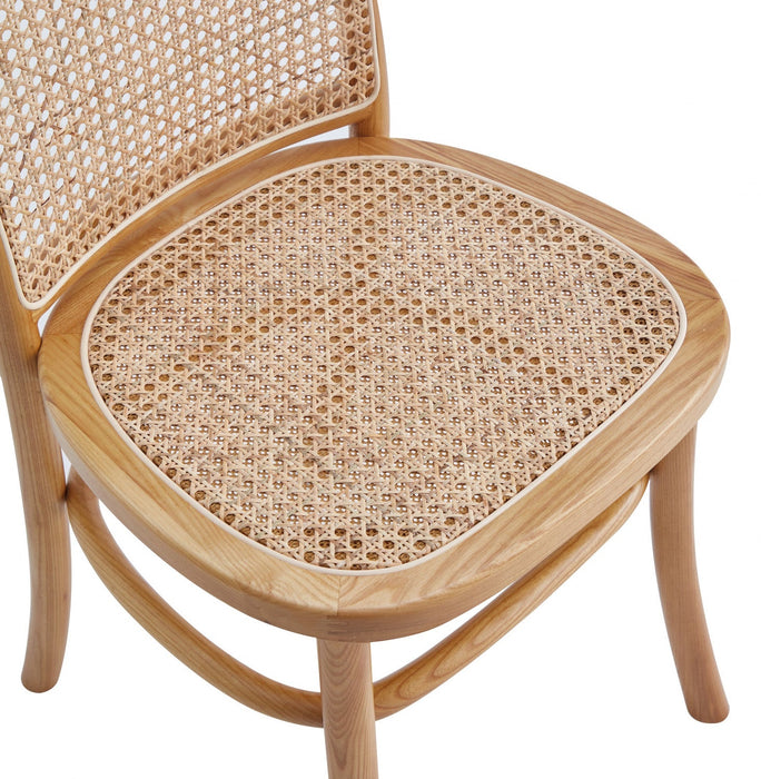 Paragon Industry Chic Cane Back Wood Upholstered Dining Chair in Oatmeal - Set of 4 