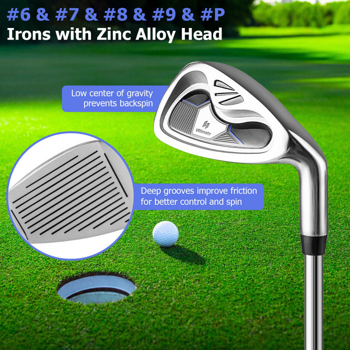 Costway 9 Pcs Men's Complete Golf Club Set Right Handed With 460cc Alloy Driver Irons Navy