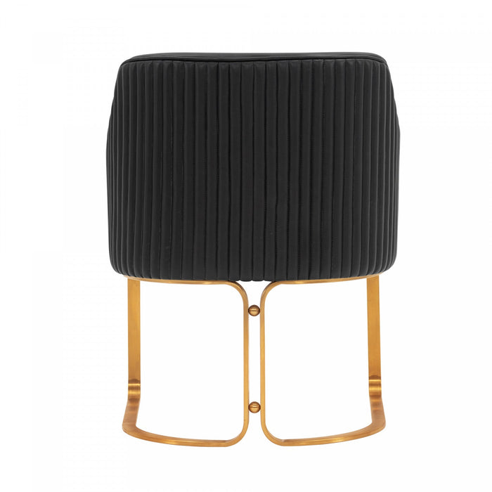 Raya Modern Wood Vegan Leather Dining Chair in Black - Set of 2 