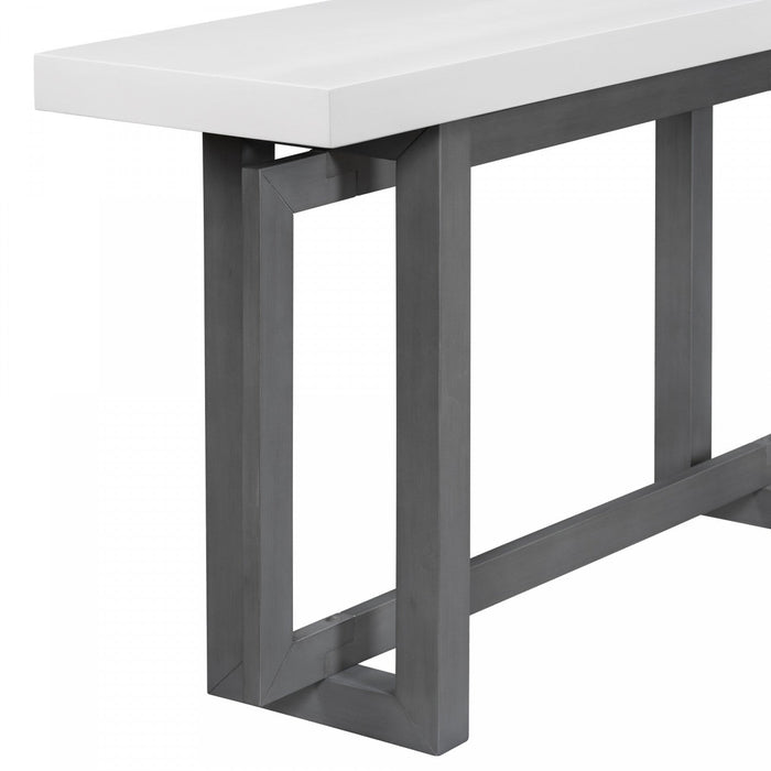 Ethan 59.1'' Triple Rectangle Design Painted Entryway Table with Pine Wood Legs,White Sofa Table  