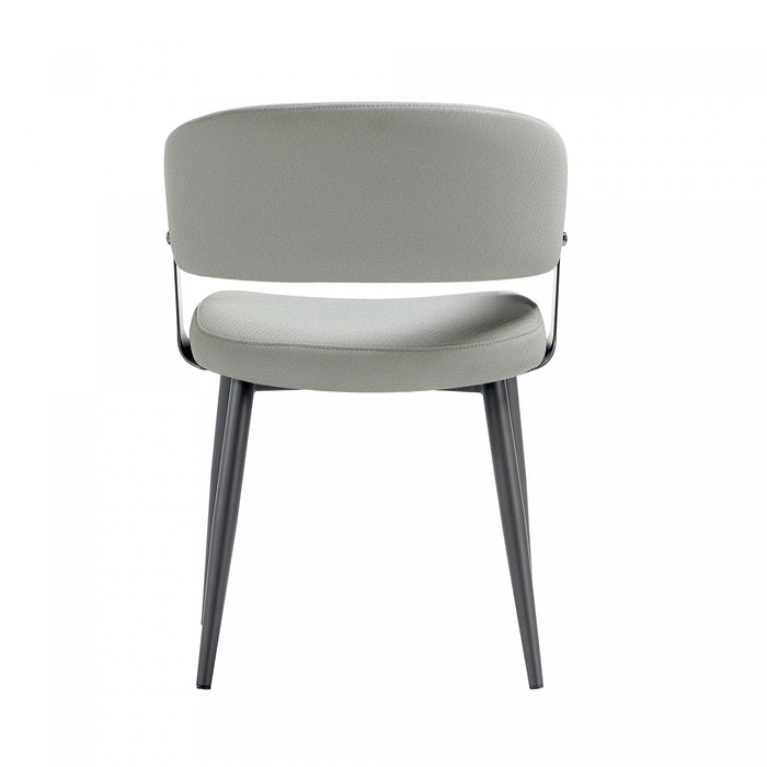Luce Modern Metal Textured Vegan Leather Dining Chair in Stone Gray 