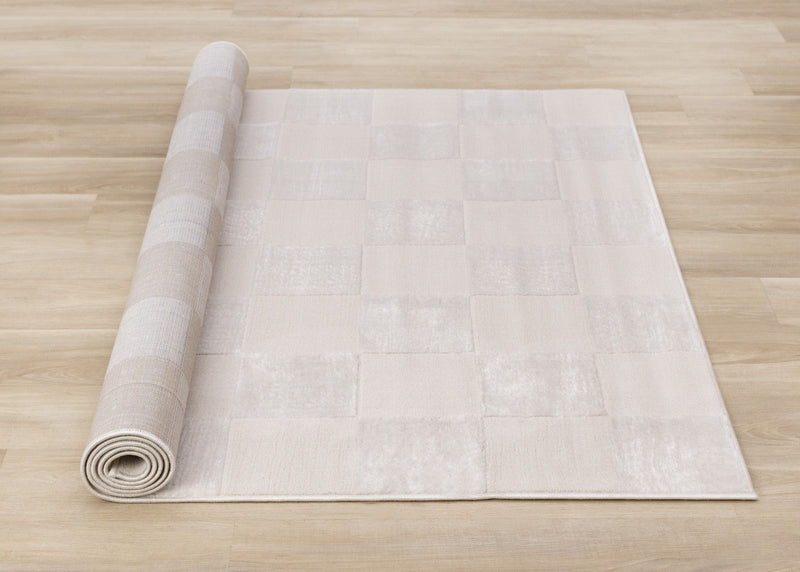 Leonardo White Grey Checkered Area Rug - 5'3\" x 7'7\"