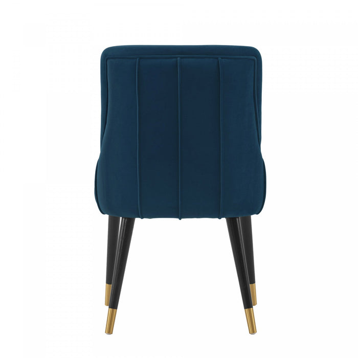 Eda Modern Wood Upholstered Dining Chair in Midnight Blue - Set of 2 