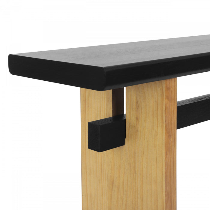 Emma 59.25\" Farmhouse Style Sofa Table for Entryway -Black & Brown 