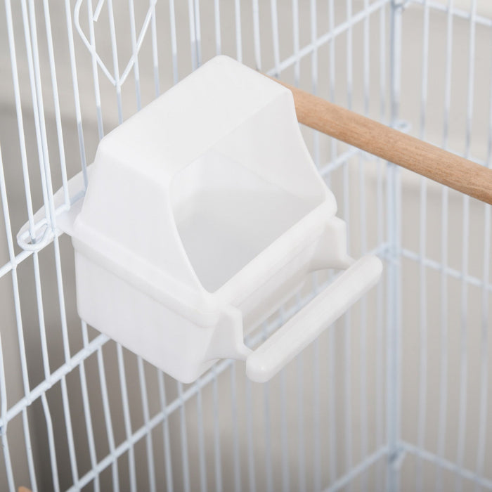 Pawhut 62\" Bird Cage Budgie Cage With Wheels, Detachable Stand, Storage, White