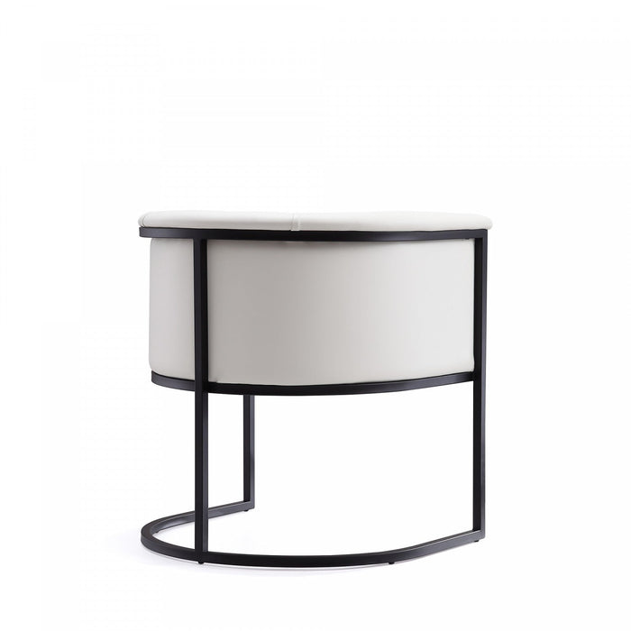 Cosmopolitan Mid-Century Modern Vegan Leather Metal Dining Chair in Ivory - Set of 2 