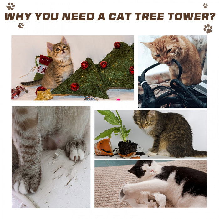 Pawhut 94\"-102\" Huge Cat Tree Ceiling High Cat Condo Scratching Post Activity Center Multi-level Pla