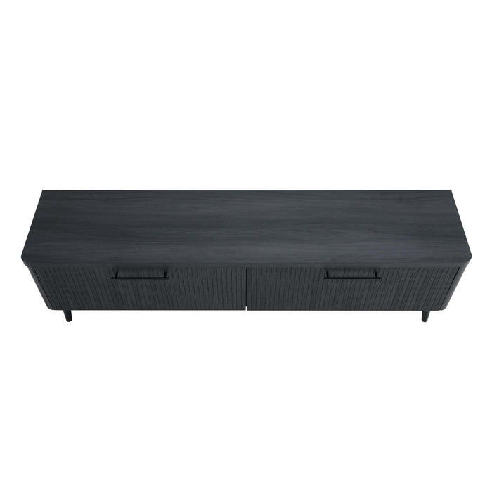 Jodie Mid-Century Modern 69\" Fluted TV Stand in Charcoal Gray 