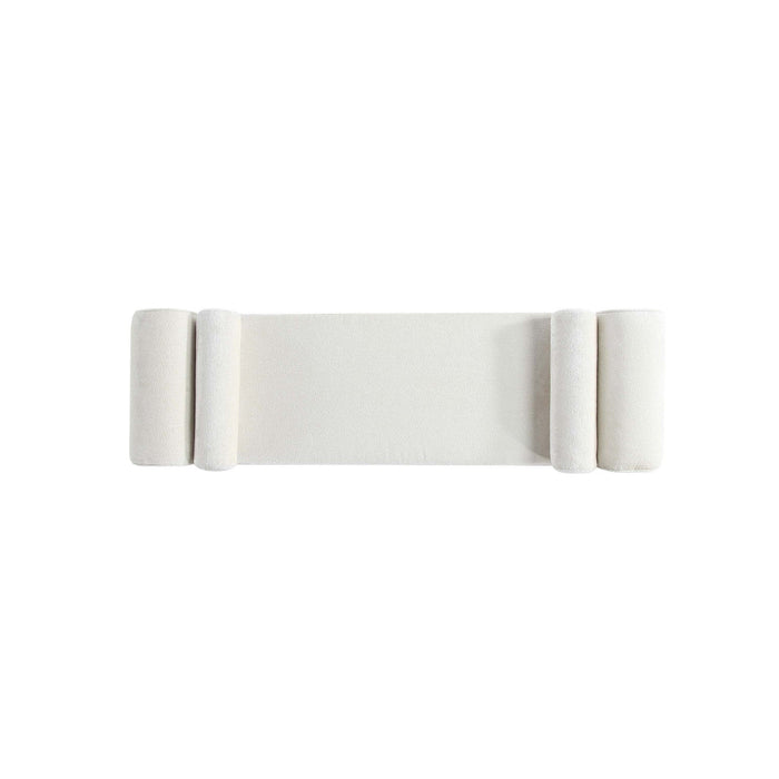 Concord Modern Glam Chenille Accent Bench in Ivory 