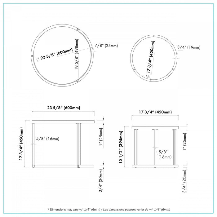 Opal Two Top Round Nested Tables - Glass Top 