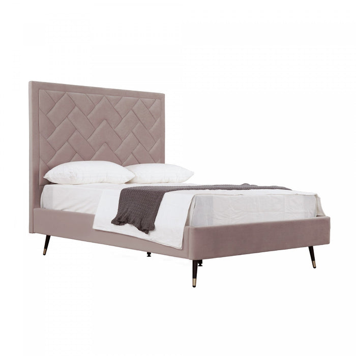 Crosby Modern Upholstered Velvet Full Bed in Blush 