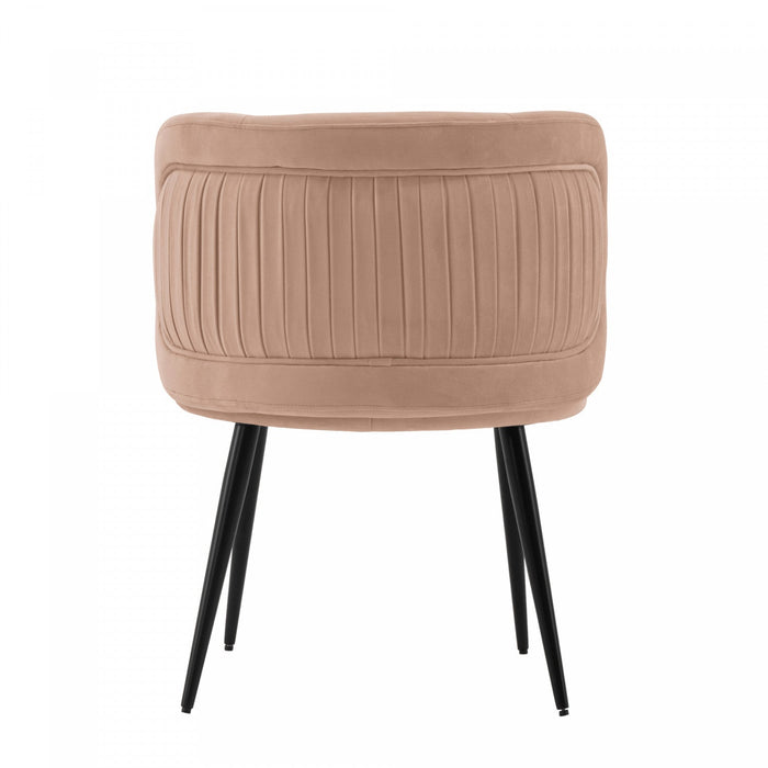 Kaya Modern Wood Velvet Dining Chair in Nude - Set of 2 