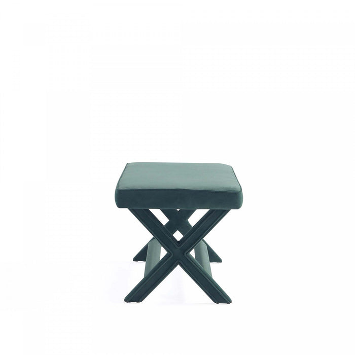 Abigail Mid-Century Modern Upholstered Velvet Accent Bench in Forest Green 